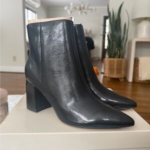 NIB Size 9 Marc Fisher Retirer Novella Gaylen Pointed Toe Black Patent Boots